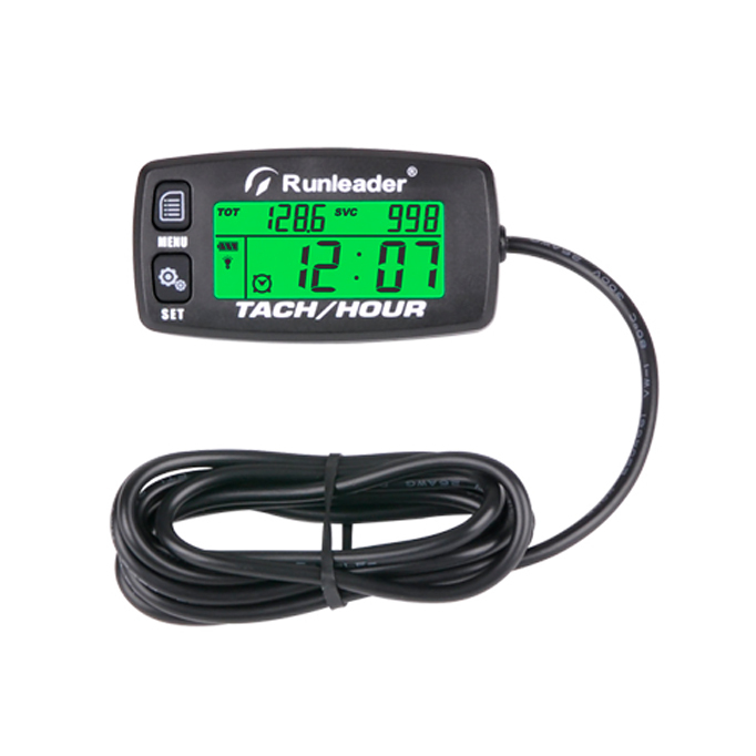 Тахометр цифр. Runleader 1,5м + часы  (счётчик м/ч, зелёная подсветка, IP65)